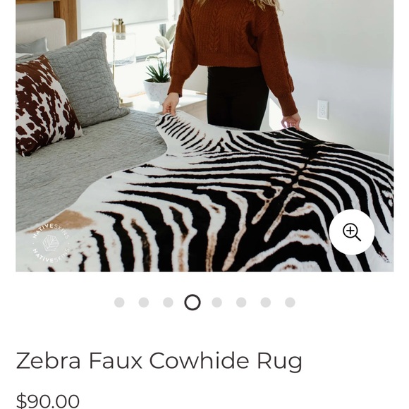 Native Zebra Print Faux Cowhide Rug - Picture 5 of 5
